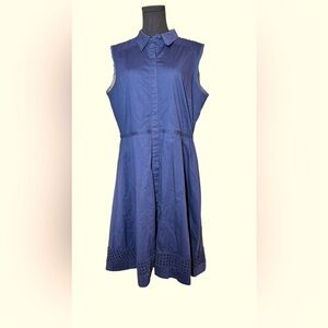 Simply Vera Wang Eyelet Trim Cottagecore Vintage Retro‎ Style Neutral Dress Sz M